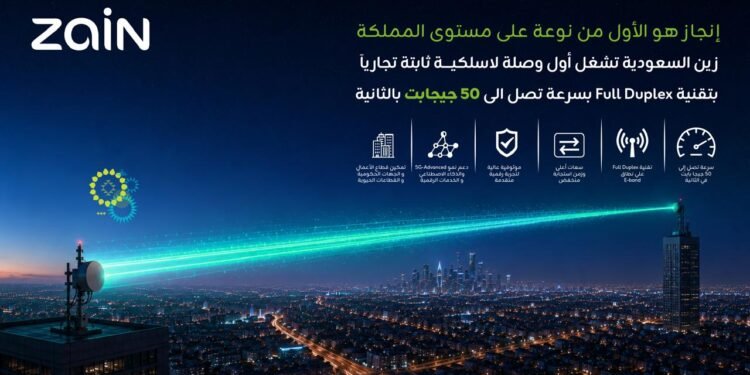 إنجاز تقني.. “زين السعودية” تطلق أول وصلة Full Duplex تجارياً بسعة 50 جيجابت/ثانية